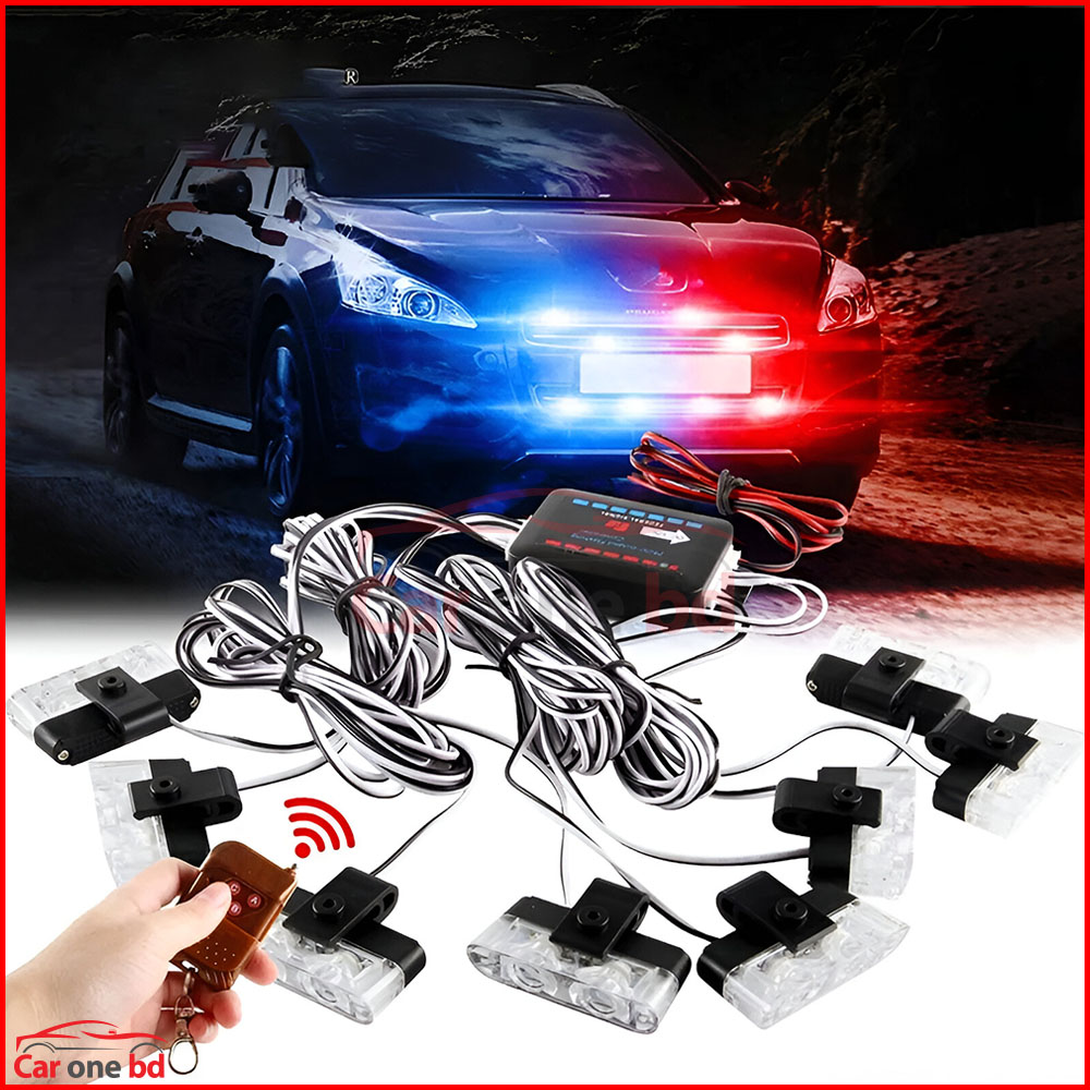 LED Strobe Grill Light for Cars – 8 x 2LED Remote Controlled Flashing Emergency Lights