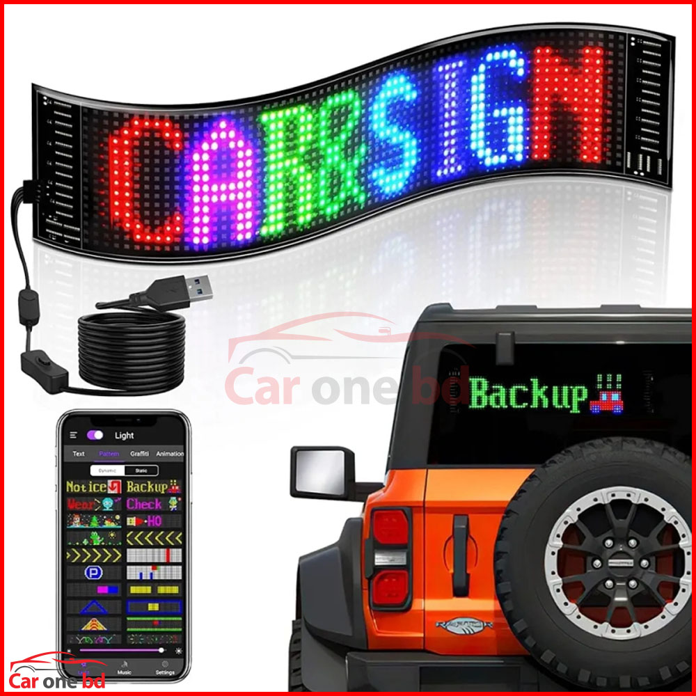 Smart LED Matrix Display for Cars – App-Controlled Scrolling Text & Emoji Panel