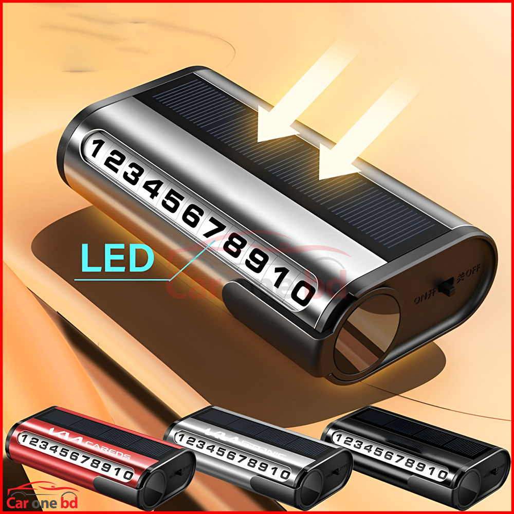 Premium Car Solar Parking Number Plate – LED Digital Display for Temporary Contact Info
