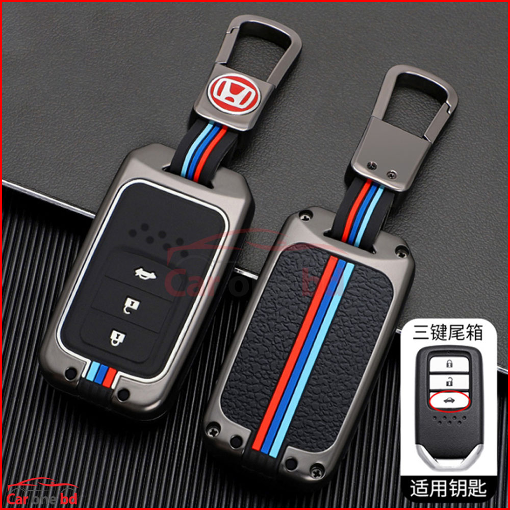 Metal Car Remote Cover with Silicone Case for Honda Civic, Vezel, BRV, CRV, HRV, City & Accord