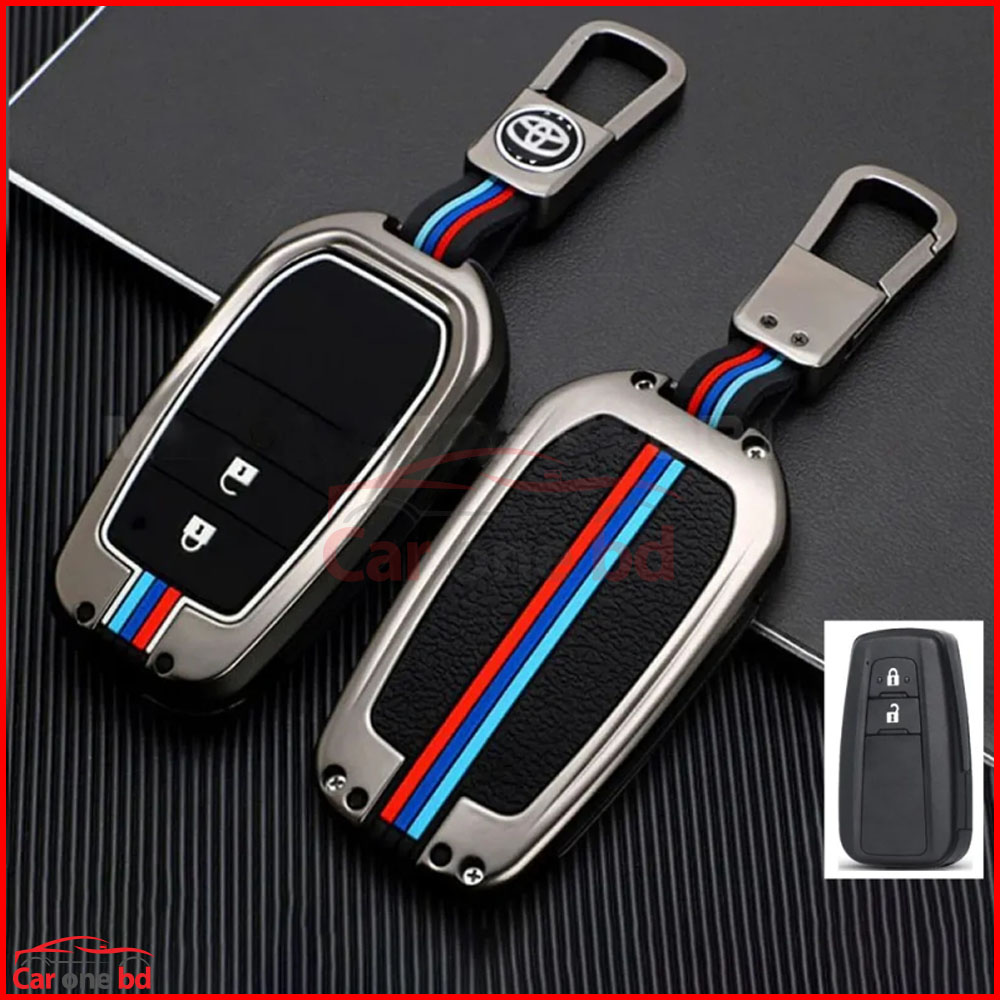 Car Metal Remote Cover With Soft Silicone For Toyota CHR, Prius, Corolla Cross, Prado