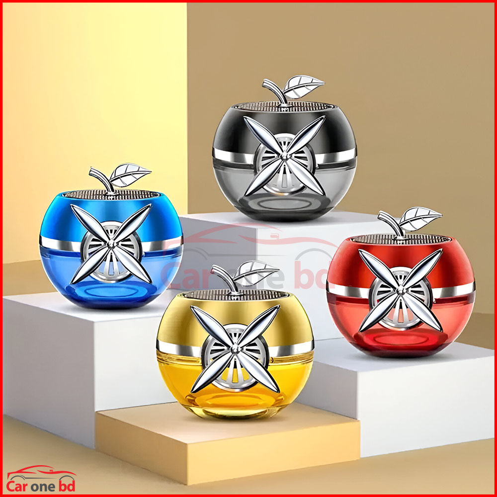 Apple-Shaped Solar Car Air Freshener – Rotating Dashboard Air Freshener with Long-Lasting Fragrance