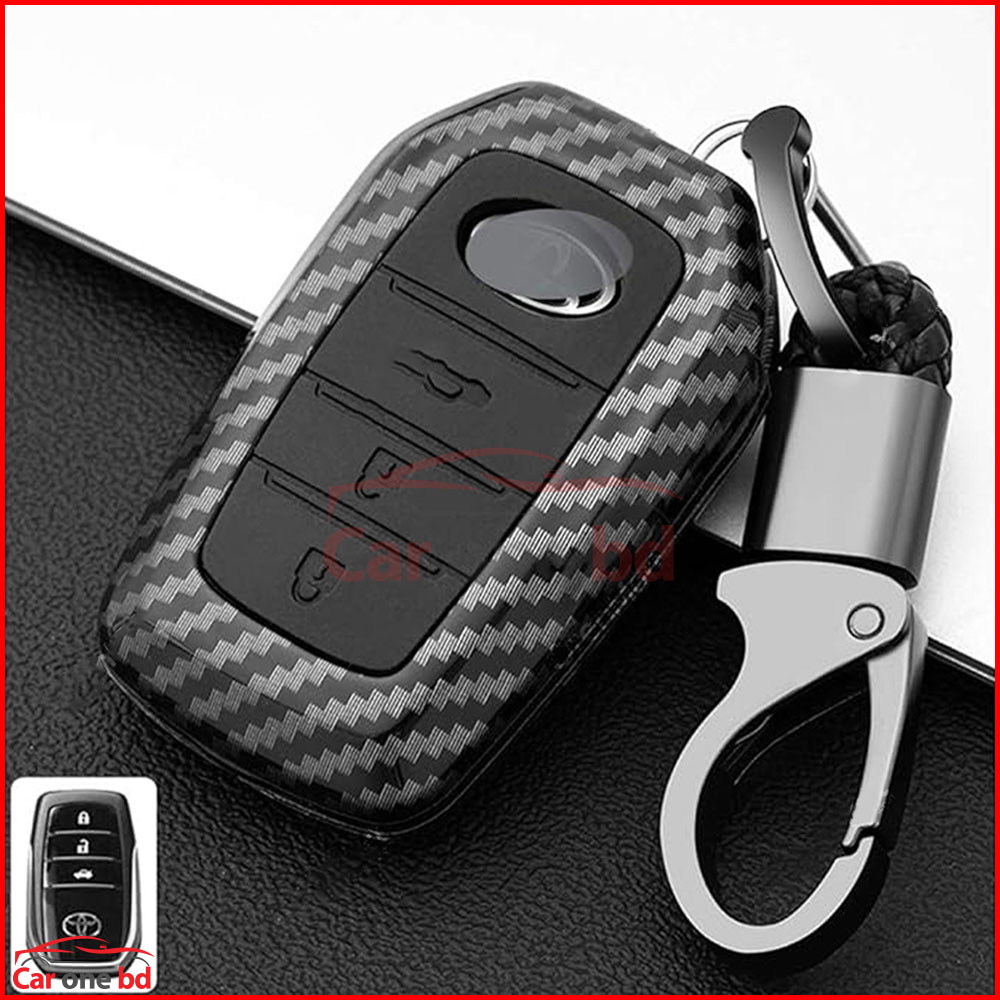 Carbon Fiber Key Cover With Key Ring For Toyota Harrier New, And Auris Cross