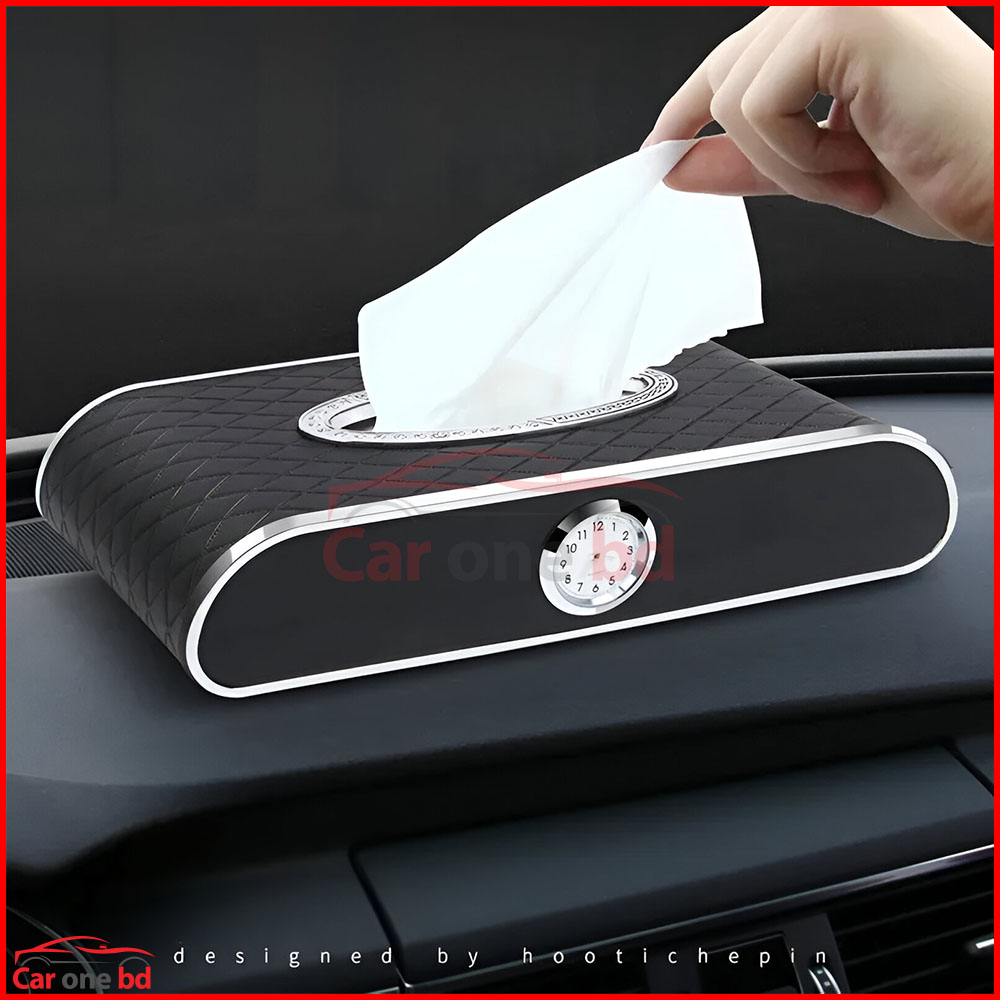 Patten Style Car Tissue Box with Clock and Parking Number Card