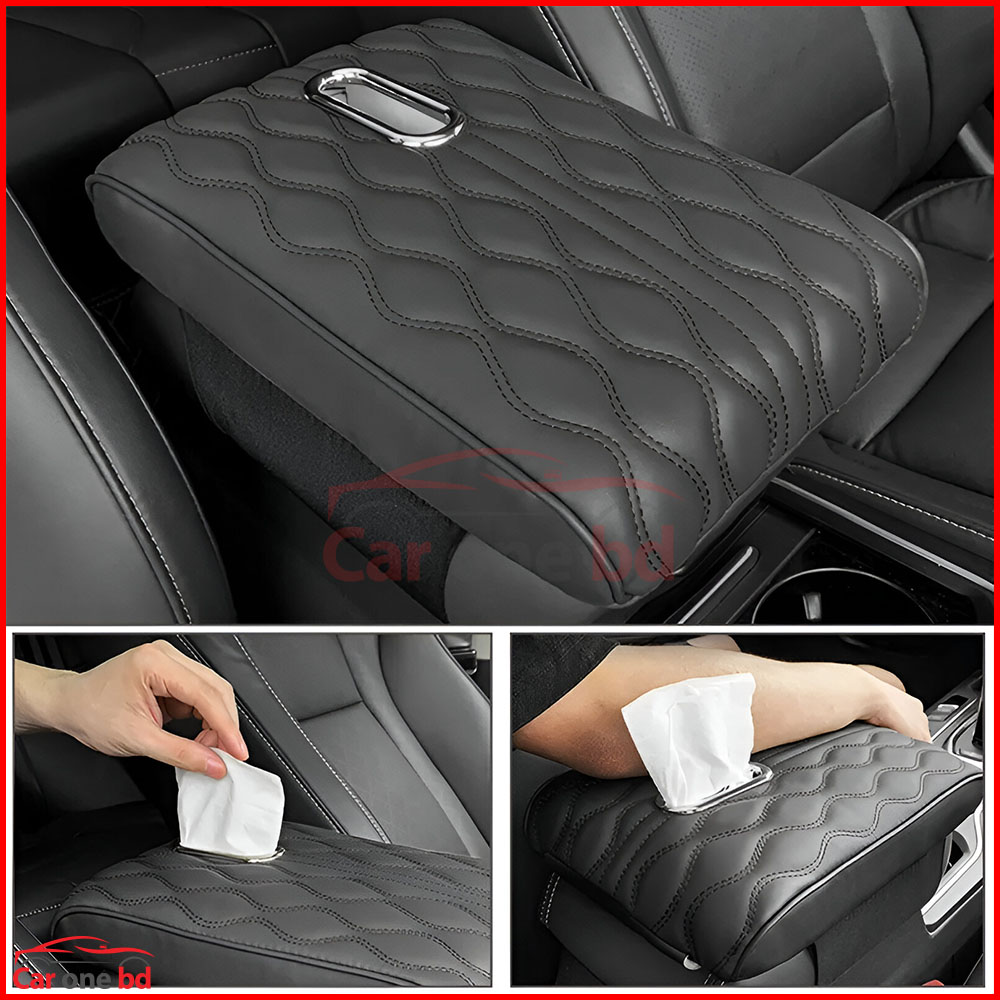 Multifunctional Car Armrest with Built-In Tissue Box Perfect for Car Interior Organization