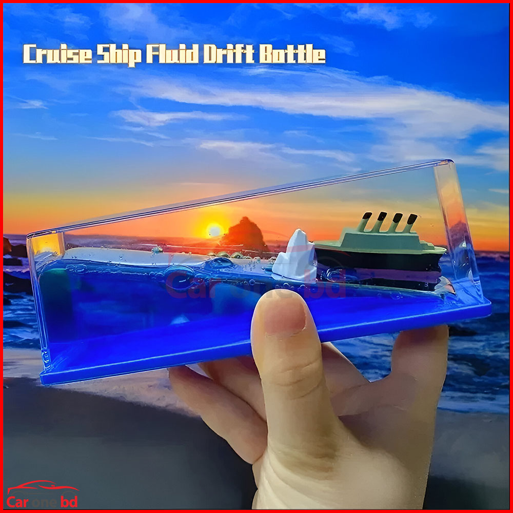 Cruise Ship Showpiece – Fluid Drift Bottle Boat for Car Dashboard & Office