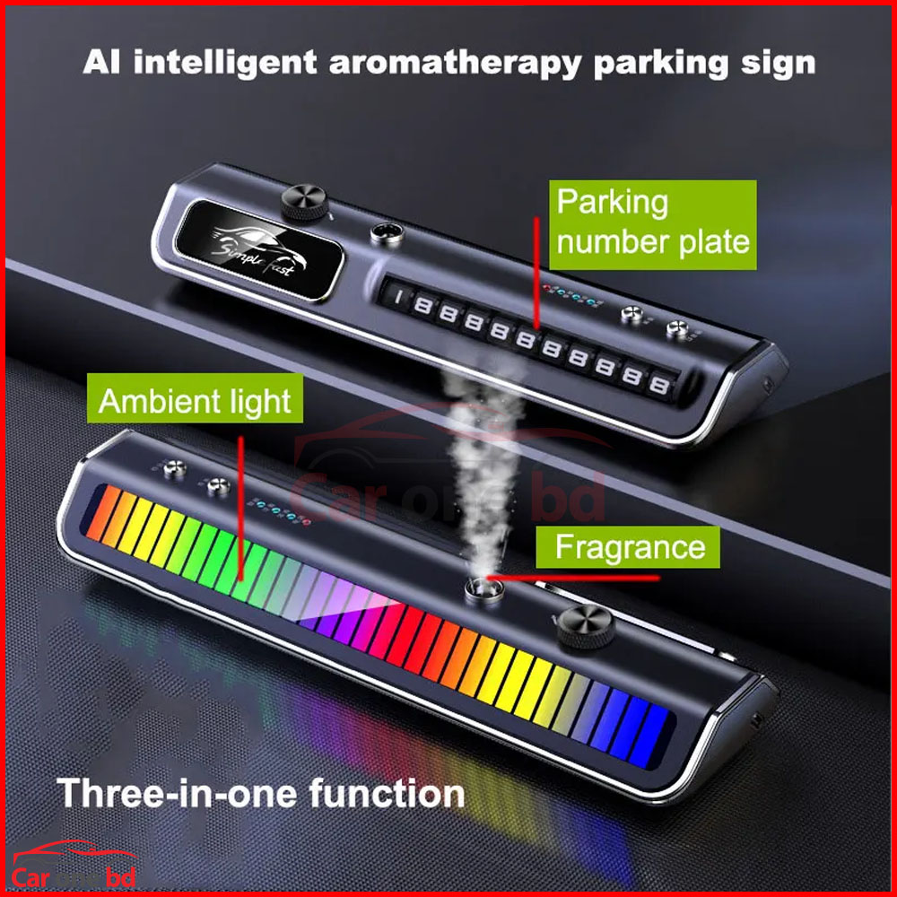 Smart Humidifier for Car | 3 in 1 Interior Car LED Light With Aroma and Digital Parking Number Plate