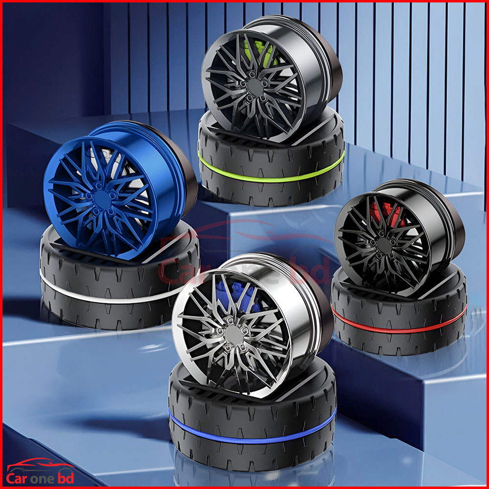 Bushineco Solar Rotating Car Perfume – Stylish Wheel Design Air Freshener for Dashboard