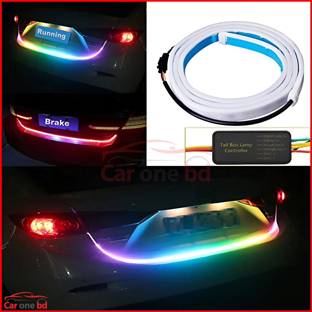 Car RGB LED Trunk Brake Light – Flowing Strip Tail Light for Rear Bumper