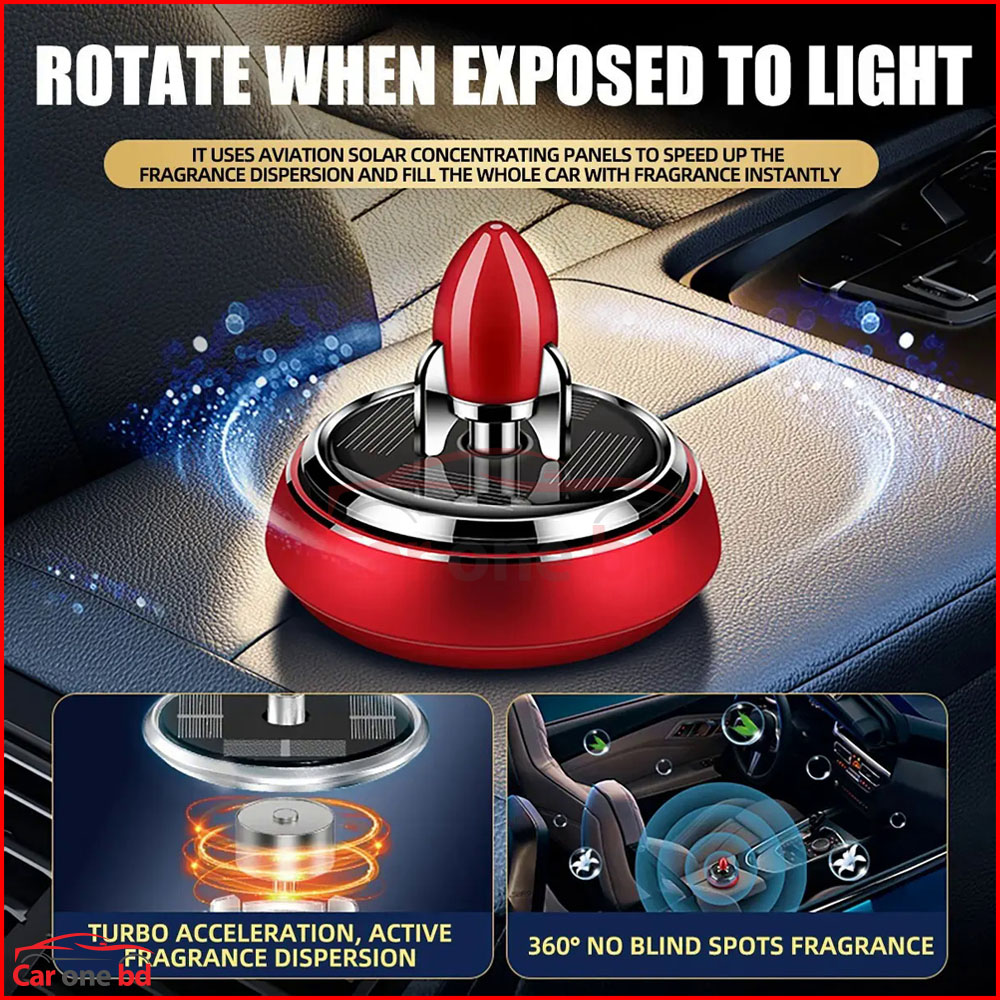 Rocket Style Solar Car Perfume – Stylish Auto Air Freshener with Solar Rotation