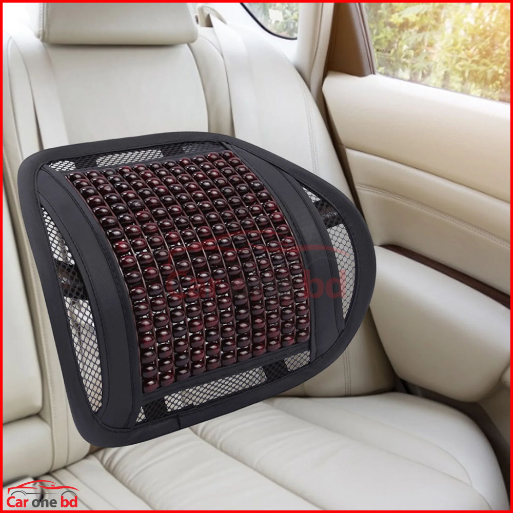 Wooden Back Support Mesh Cushion – Lumbar Support for Car Seats and Office Chairs