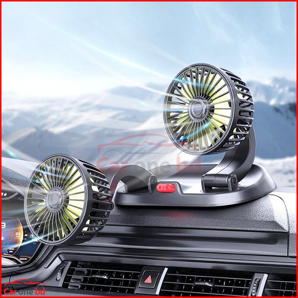 360° Dual Head Car Cooling Fan with Double Airflow & Parking Number Card