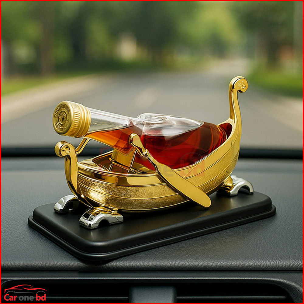 Luxury Golden Boat Air Freshener & Showpiece – Elegant Long-Lasting Fragrance for Car & Home