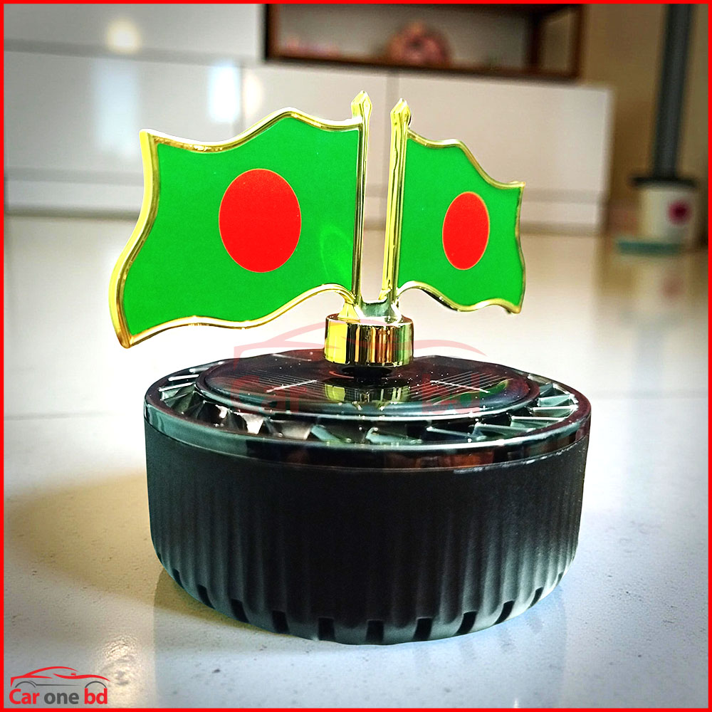 Bangladesh Flag Car Solar Showpiece with Aromatherapy – Decorative Perfume & Air Freshener