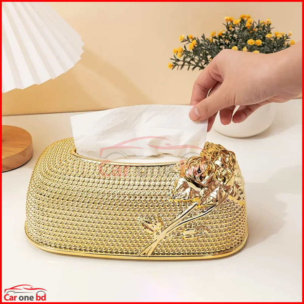 Car Luxury Drawout Tissue Box Golden – Elegant Organizer for Home, Office and Car