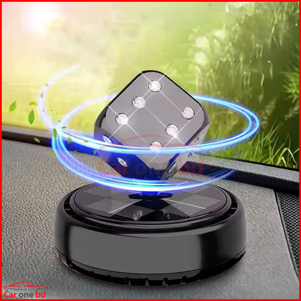 Solar Rotating Dice Car Perfume & Showpiece – Stylish Dashboard Fragrance
